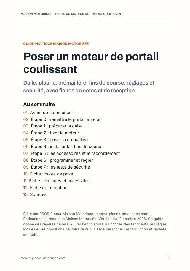Aperçu de la page 2 de l'ebook Poser un moteur de portail coulissant