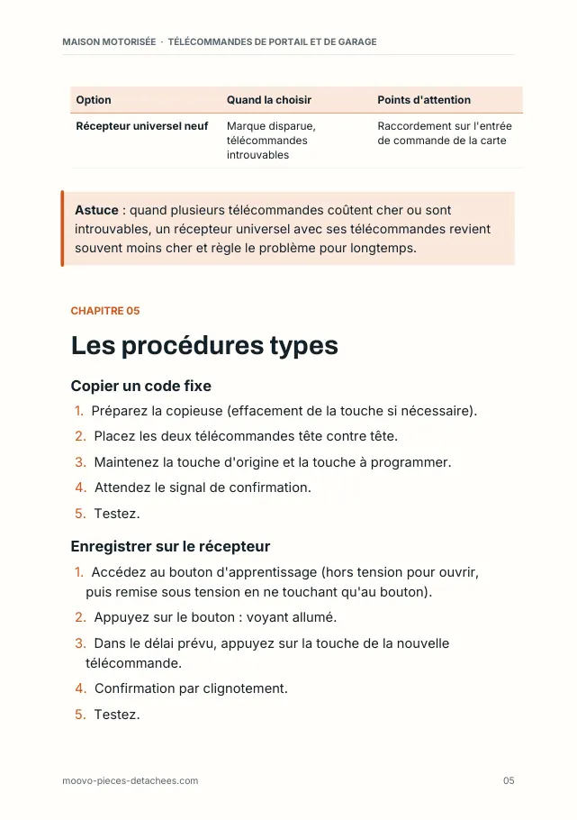 Aperçu de la page 5 de l'ebook Télécommandes de portail et de garage